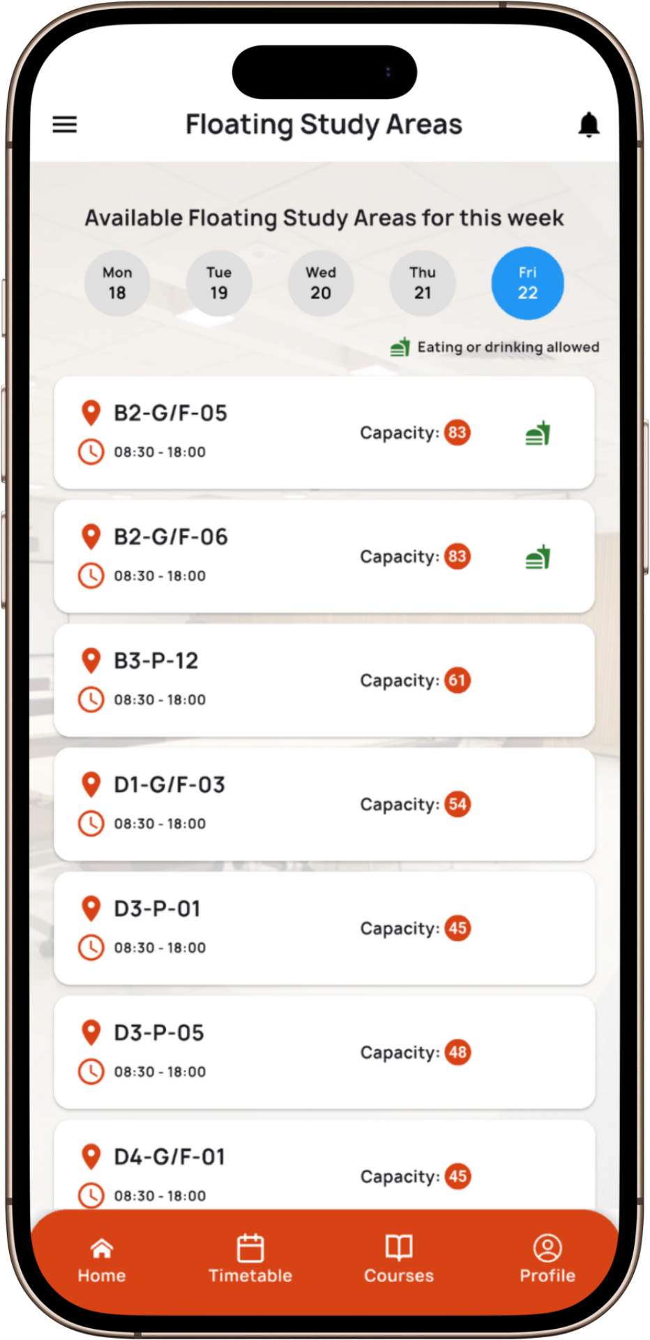 Mobile app Staff landing page